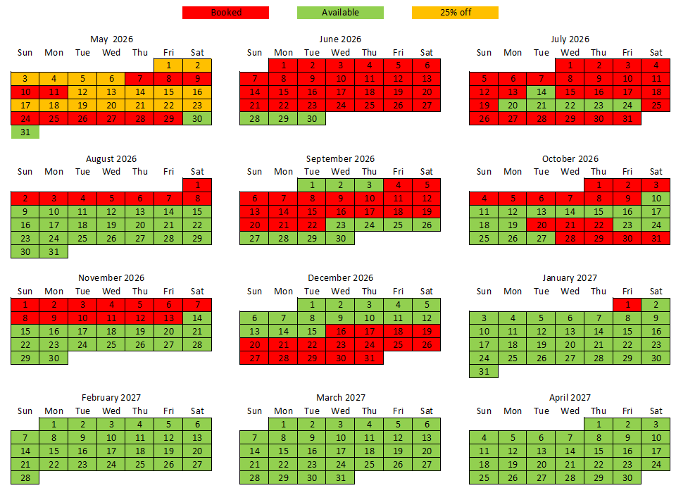 Availability Calendar 202605 Calendar