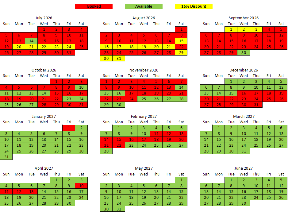 Availability Calendar 20260705 Calendar