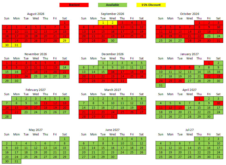 Availability Calendar 20260809 Calendar