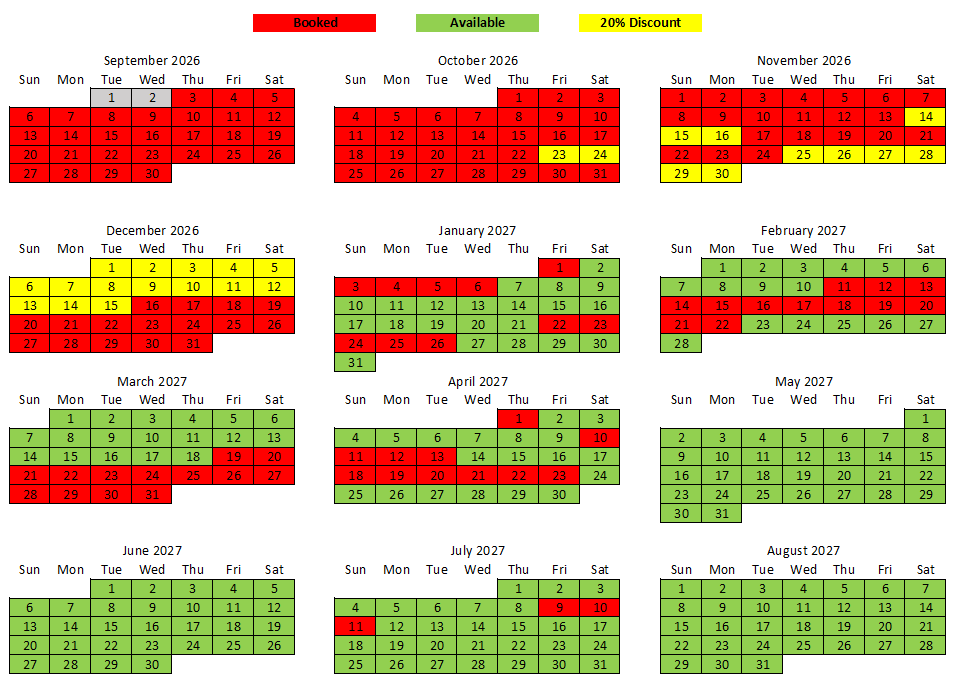 Availability Calendar 20260902 Calendar